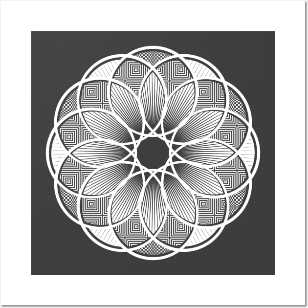 Trippy Mandala White Wall Art by MellowGroove